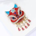 Alloy Rhinestone Chinese Lion Dance Brooch Pin For Men's Women's Apparel view 4