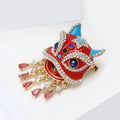 Alloy Rhinestone Chinese Lion Dance Brooch Pin For Men's Women's Apparel view 3