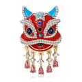 Alloy Rhinestone Chinese Lion Dance Brooch Pin For Men's Women's Apparel view 1