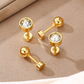 Elegant Mini Gold Plated Zircon Ball Screw Back Cartilage Studs Simple Delicate Ear Bone Earrings view 2