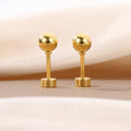 Elegant Mini Gold Plated Zircon Ball Screw Back Cartilage Studs Simple Delicate Ear Bone Earrings view 4