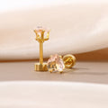 Elegant Korean Colorful Heart Zircon Screw Back Studs Gold Plated Minimalist Fashion Women Earrings view 4