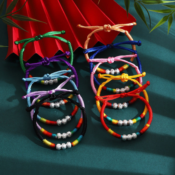 Colorful Beaded Tibetan Style Handmade Woven Rope Bracelet Adjustable Ethnic Fashion Jewelry For Women