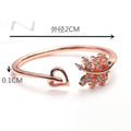 Silver Tone Leaf Heart Clear Look Adjustable Open Band Ring view 3