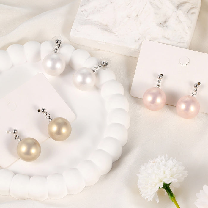 Elegant Freshwater Pearl Drop Studs For Women Light Luxury Minimalist Alloy Dangle Jewelry Earrings