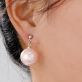 Elegant Freshwater Pearl Drop Studs For Women Light Luxury Minimalist Alloy Dangle Jewelry Earrings view 2