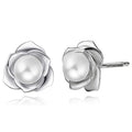 Glossy Pearl Flower Jewelry Set, Elegant Fresh Floral Earrings And Necklace For Pastoral Daily Wear view 3