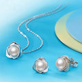 Glossy Pearl Flower Jewelry Set, Elegant Fresh Floral Earrings And Necklace For Pastoral Daily Wear view 2