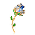 Green Gold Tone Rose Metal Brooch Pin for Jackets and Lapels view 1