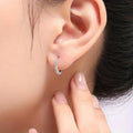 Simple Delicate Zircon Inlaid Small Hoop Earrings For Women, Daily Fashion Jewelry Accessory view 3