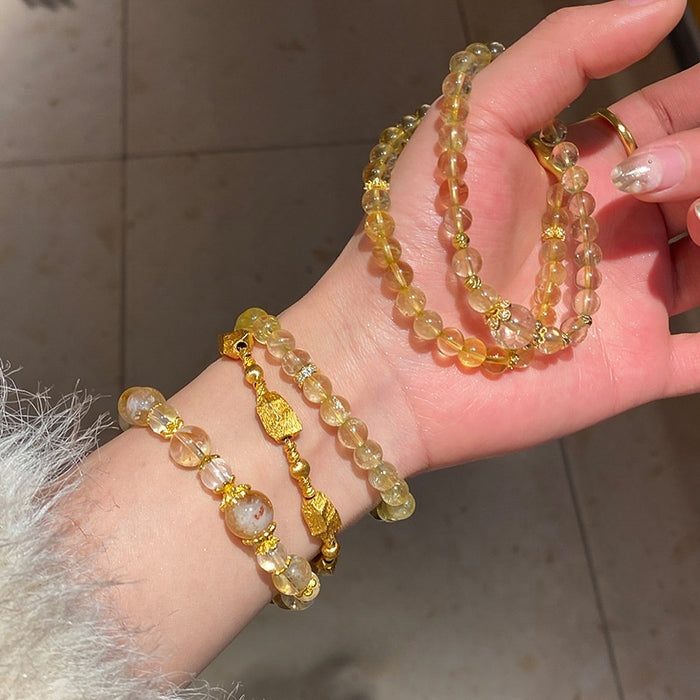 Light Yellow Crystal Zircon Flower Bangle For Women, Luxury Minimalist Fashion Bracelet