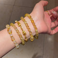 Light Yellow Crystal Zircon Flower Bangle For Women, Luxury Minimalist Fashion Bracelet view 2