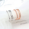 Rose Gold Tone Chain and Clear Look Double Band Open Ring view 2