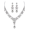 Red Black Red Crystal Floral Teardrop Crystal Three Designs Metal Necklace and Earring Set view 6