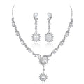 Black Silver Tone Pearl Crescent Sunburst Metal Necklace and Earring Set view 6