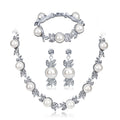 Black Silver Tone Pearl Floral Vine Pearl Look Metal Necklace and Earring Set view 6
