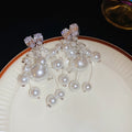 Light Luxury Copper Heart Zircon Pearl Tassel Drop Earrings For Women view 2