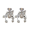 Light Luxury Copper Heart Zircon Pearl Tassel Drop Earrings For Women view 5