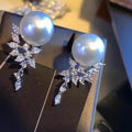 Elegant Faux Pearl Geometric Zircon Stud Earrings For Women, Light Luxury Dress Jewelry view 5