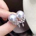 Elegant Faux Pearl Geometric Zircon Stud Earrings For Women, Light Luxury Dress Jewelry view 3