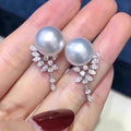 Elegant Faux Pearl Geometric Zircon Stud Earrings For Women, Light Luxury Dress Jewelry view 1