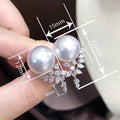 Elegant Faux Pearl Geometric Zircon Stud Earrings For Women, Light Luxury Dress Jewelry view 4