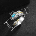 Vintage Feather Ring For Women With Faux Turquoise, Fashion Personality Jewelry Accessory view 4