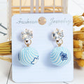 Fabric Wrapped Ball Stud Earrings in Ten Patterns and Lengths view 8