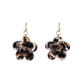 Elegant 3D Flower Acrylic Dangle Earrings With Leopard Print Polka Dot Petals Gold Alloy Hook Earrings view 5