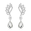 Silver Tone Winged Leaf Crystal Tassel Five Designs Metal Dangle Earrings view 8