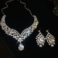 Rhinestone Teardrop Alloy Necklace And Earrings Jewelry Set Light Luxury Fashion Accessories view 1