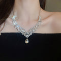 Rhinestone Teardrop Alloy Necklace And Earrings Jewelry Set Light Luxury Fashion Accessories view 2