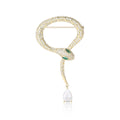 Copper Zircon Snake Brooch With Tail Biting Design view 1