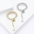 Copper Zircon Snake Brooch With Tail Biting Design view 2