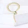 Copper Zircon Snake Brooch With Tail Biting Design view 4