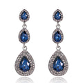 Silver Tone Triple Teardrop Crystal Crystal Four Designs Metal Dangle Earrings view 9