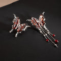 Light Luxury Alloy Rhinestone Butterfly Asymmetric Chain Tassel Sweet Cool Fashion Drop Earrings view 4