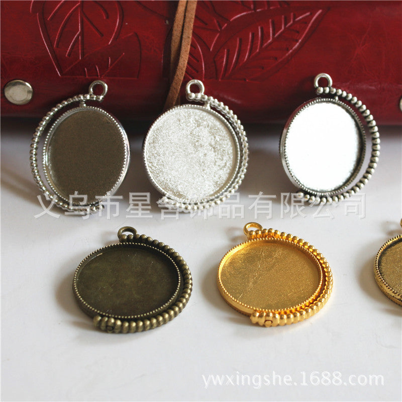 25mm Rotating Keychain Cabochon Tray Pendant Setting