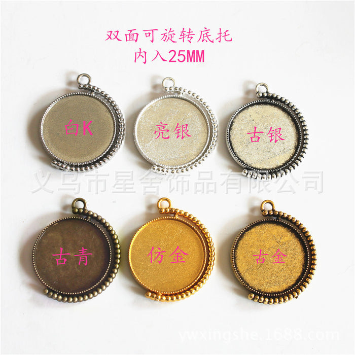 25mm Rotating Keychain Cabochon Tray Pendant Setting