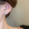 Copper Zircon Snowflake Stud Earrings Minimalist Light Luxury Geometric Fashion Jewelry view 3