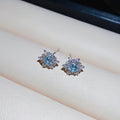 Copper Zircon Snowflake Stud Earrings Minimalist Light Luxury Geometric Fashion Jewelry view 4