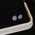 Copper Zircon Snowflake Stud Earrings Minimalist Light Luxury Geometric Fashion Jewelry view 2