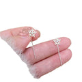 Copper Snowflake Zircon Ear Thread Earrings With Silver Pins Minimalist Light Luxury Jewelry view 5
