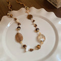 Maillard White Jade Agate Beaded Copper Sweater Necklace For Women, Geometric Round Luxury Style view 2