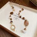 Maillard White Jade Agate Beaded Copper Sweater Necklace For Women, Geometric Round Luxury Style view 4