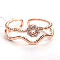 Rose Gold Double Band Clear Look Floral Adjustable Open Ring view 4