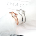Rose Gold Double Band Clear Look Floral Adjustable Open Ring view 1