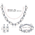 Black Silver Tone Pearl Floral Vine Pearl Look Metal Necklace and Earring Set view 2