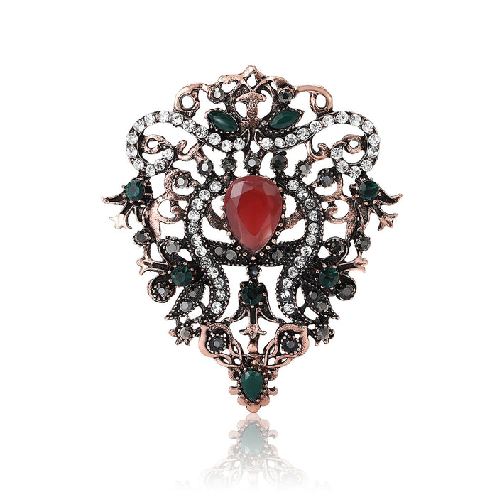 Alloy Rhinestone Vintage Palace Brooch Pin For Suits And Coats