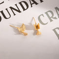 Vintage Gold Alloy Peace Dove Flying Bird Studs For Women, Light Luxury Statement Earrings view 3